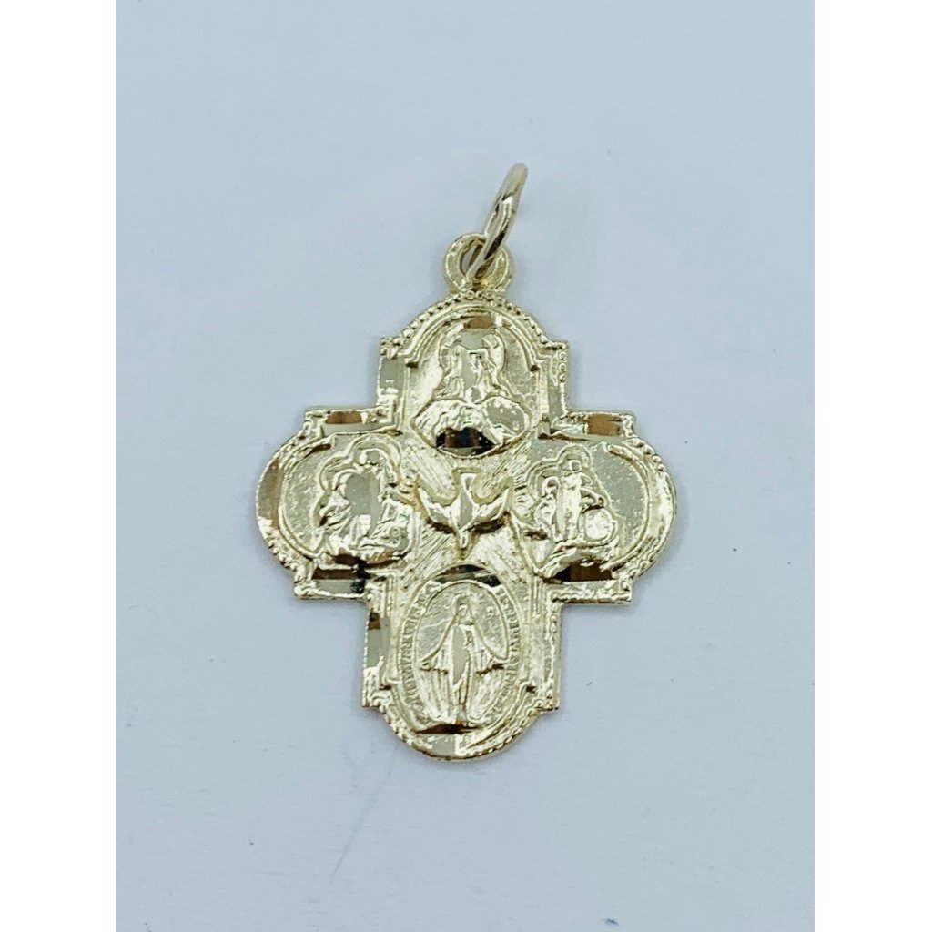 Real 10k Gold Pendant Cross St Joseph And St Christopher